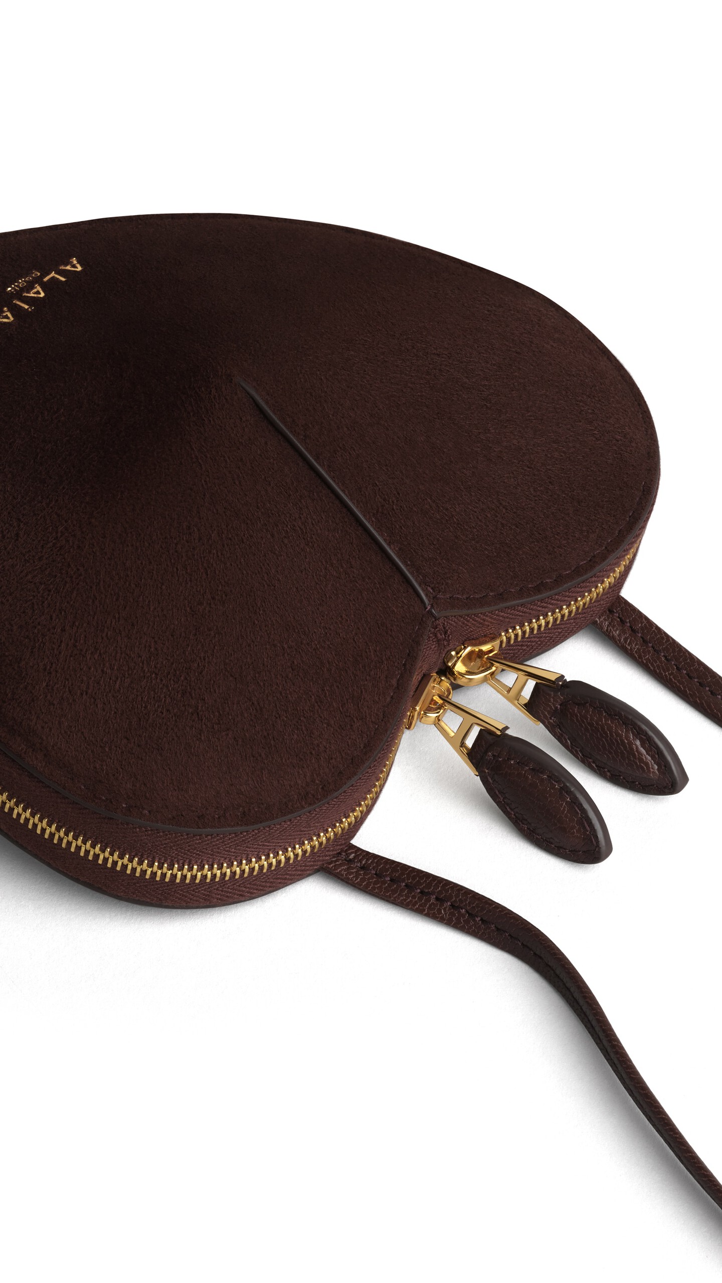 ALA&Iuml;A LE C&OElig;UR SMALL BI-MATERIAL BAG IN LEATHER BROWN - View 3