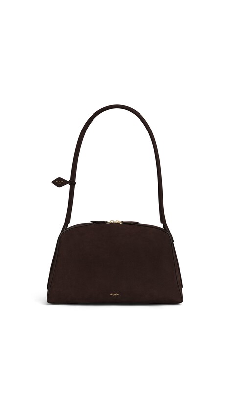 ALA&Iuml;A LE BOULEDOGUE BAG IN NUBUCK DARK BROWN