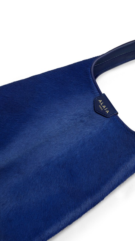 ALA&Iuml;A MINI HOBO BAG IN HAIRCALF BLUE - View 2
