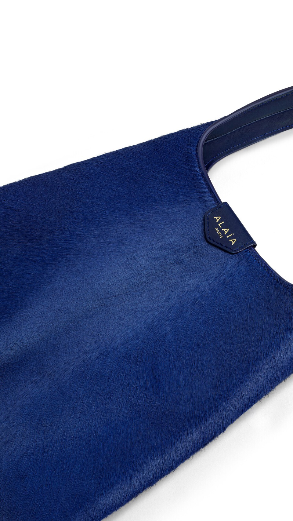 ALA&Iuml;A MINI HOBO BAG IN HAIRCALF BLUE - View 2