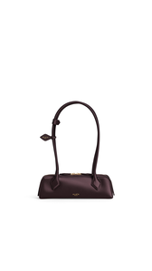 DARK BROWN - ALA&Iuml;A LE TECKEL SMALL BAG IN SATIN