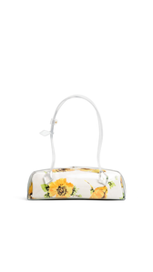WHITE/YELLOW - ALA&Iuml;A LE TECKEL MEDIUM BAG IN POLYURETHANE AND FLOWER PRINT