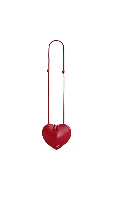 ALA&Iuml;A LE C&OElig;UR SMALL BAG IN CALFSKIN RED