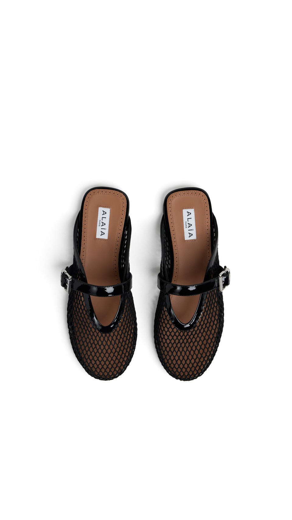 ALA&Iuml;A FLAT MULES IN FISHNET BLACK - View 4