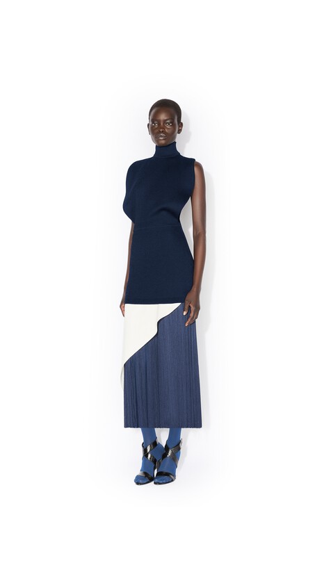 ALA&Iuml;A SILK KNIT CINCHED DRESS MIDNIGHT - View 2