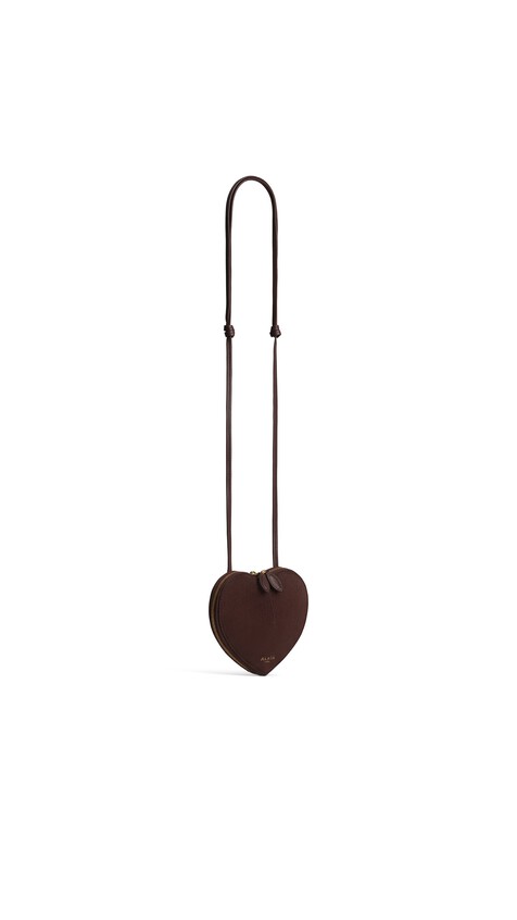 ALA&Iuml;A LE C&OElig;UR SMALL BI-MATERIAL BAG IN LEATHER BROWN - View 2