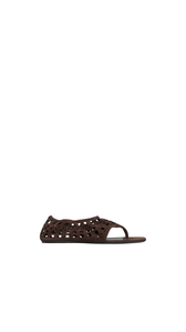 CHOCOLATE - ALA&Iuml;A VIENNE THONG SANDALS IN VELVET CALFSKIN