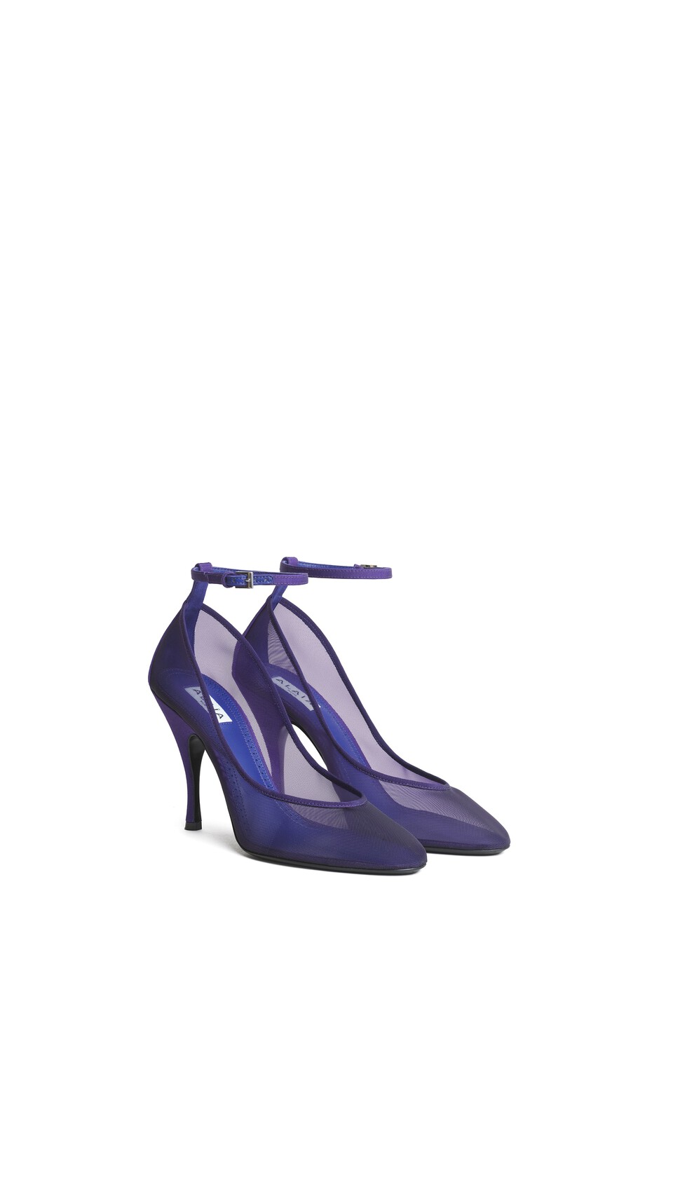 ALA&Iuml;A STRAPPY PUMPS IN MESH IRIS - View 2