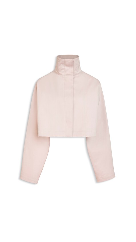 ALA&Iuml;A SILK COTTON CROPPED JACKET PINK