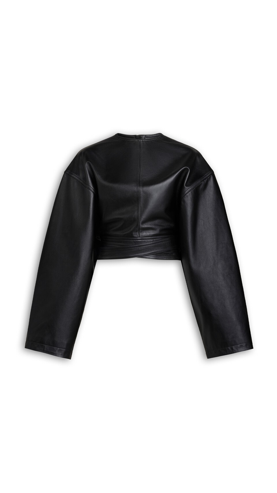 ALA&Iuml;A BELTED LEATHER TOP BLACK