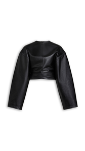 BLACK - ALA&Iuml;A BELTED LEATHER TOP