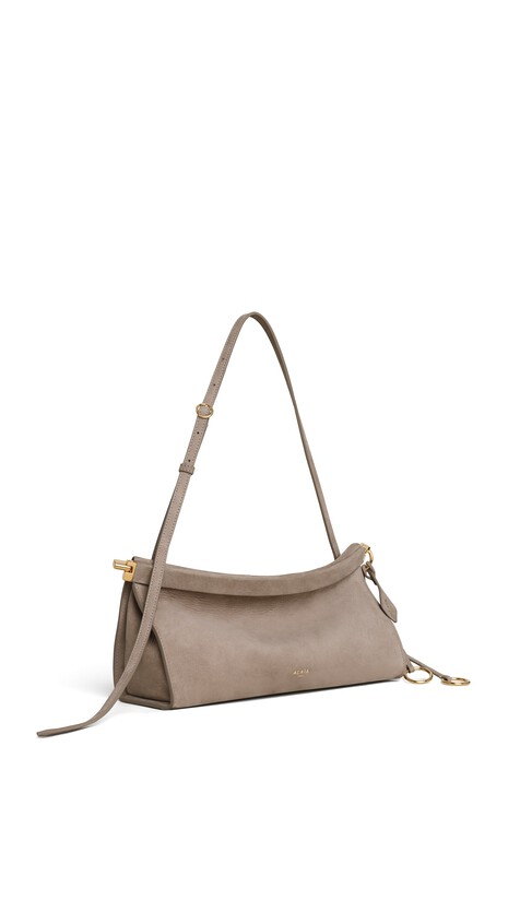 ALA&Iuml;A LE CLICK EAST WEST MEDIUM BAG IN NUBUCK MIST - View 2
