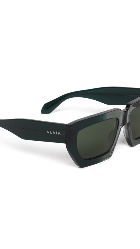 ALA&Iuml;A MELTED RECTANGULAR SUNGLASSES GREEN - View 2