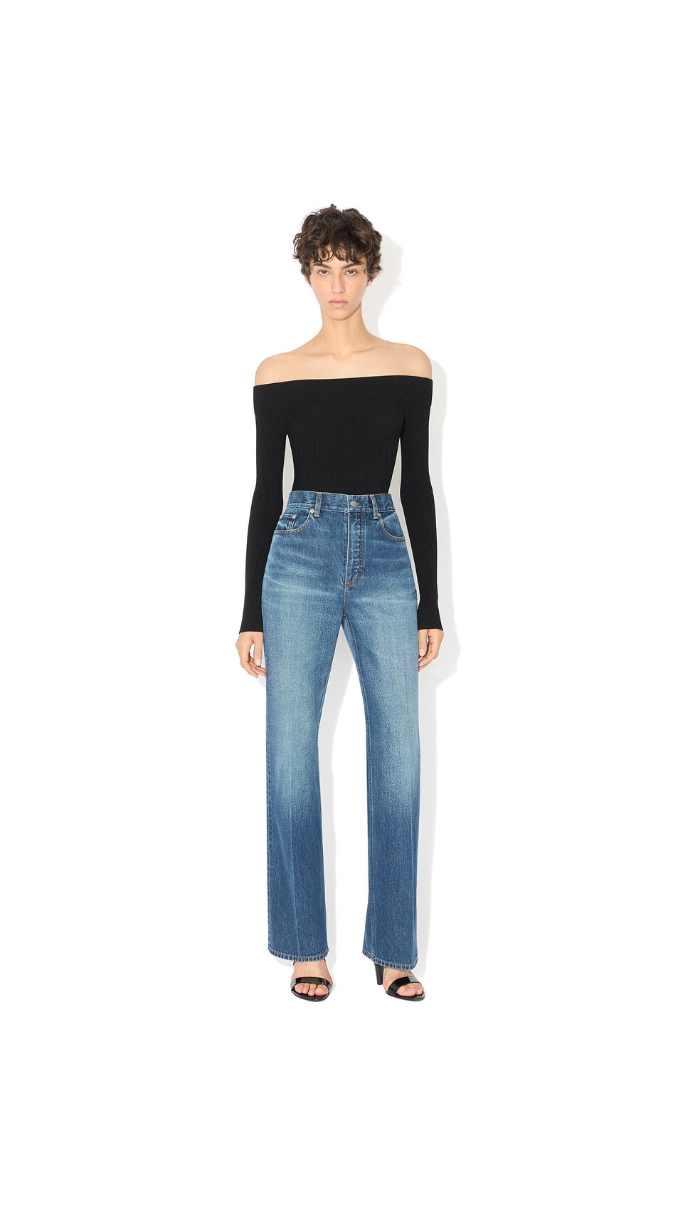 ALA&Iuml;A SCHULTERFREIER FORMENDER GERIPPTER BODY ALAIA SCHWARZ - View 2
