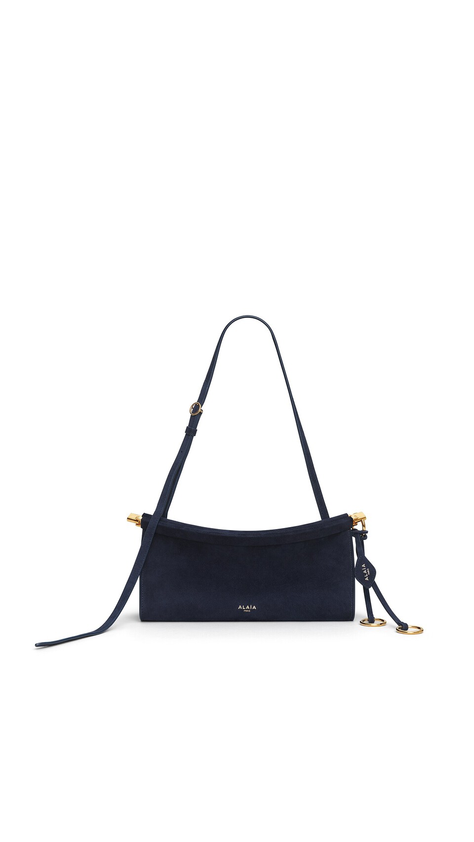 ALA&Iuml;A LE CLICK EAST WEST SMALL BAG IN SUEDE MIDNIGHT