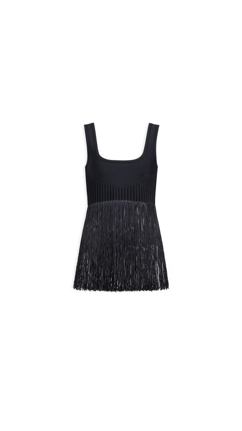 ALA&Iuml;A FRINGED KNIT TOP BLACK