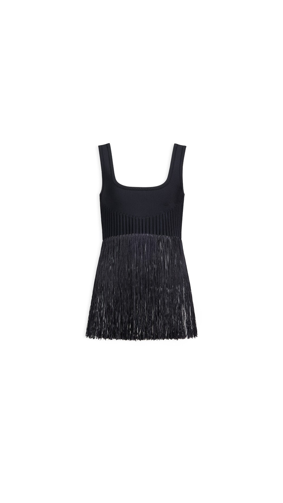 ALA&Iuml;A FRINGED KNIT TOP BLACK