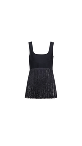 BLACK - ALA&Iuml;A FRINGED KNIT TOP
