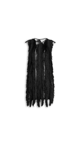 BLACK - ALA&Iuml;A SILK KNIT FRINGED DRESS
