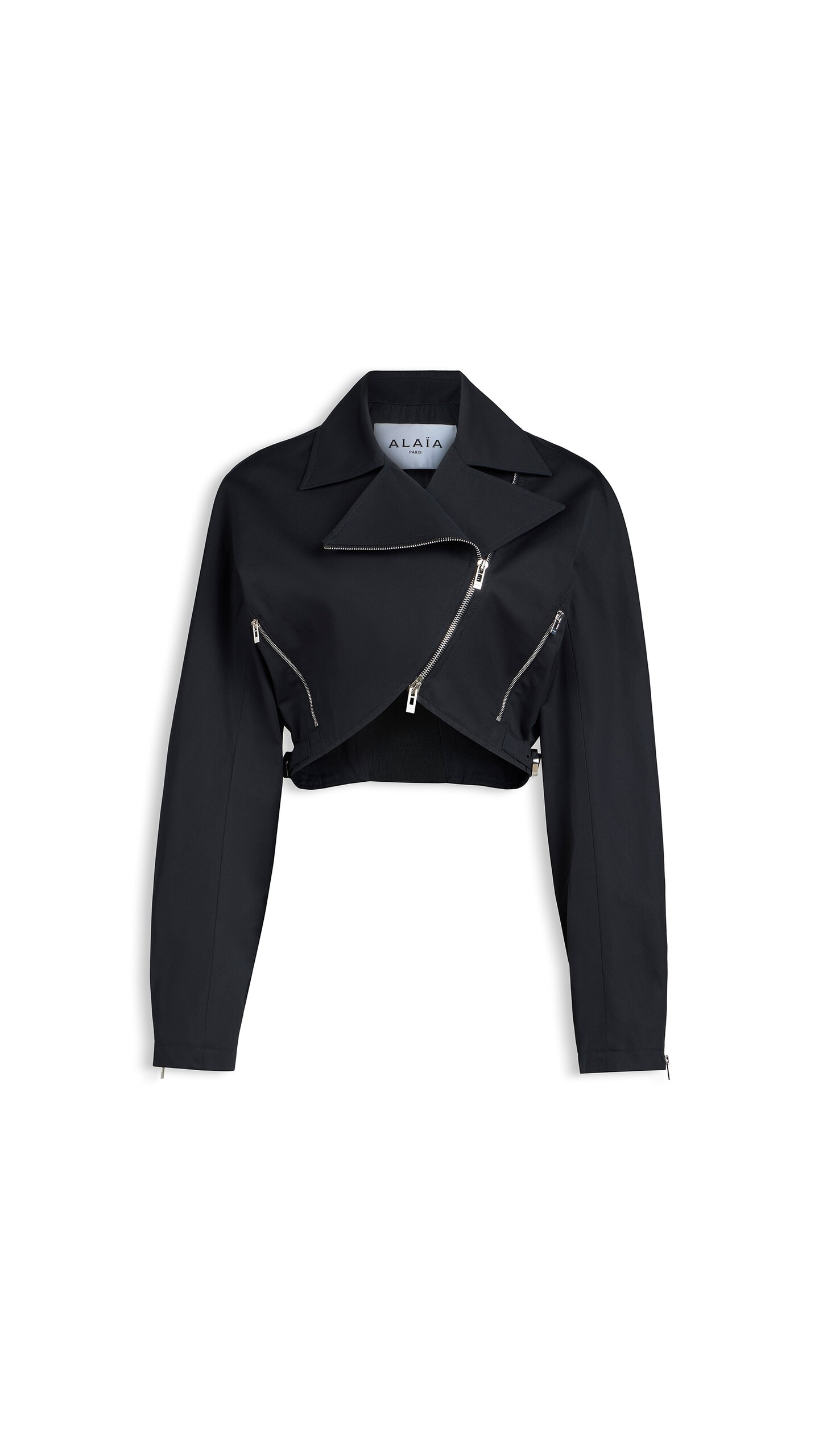 ALA&Iuml;A POPLIN BIKER JACKET BLACK