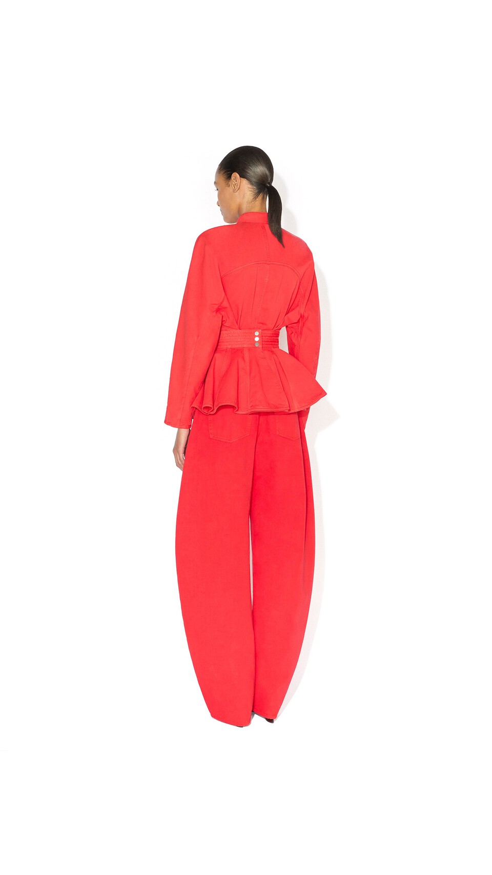 ALA&Iuml;A ROUND DENIM JACKET VERMILION RED - View 3