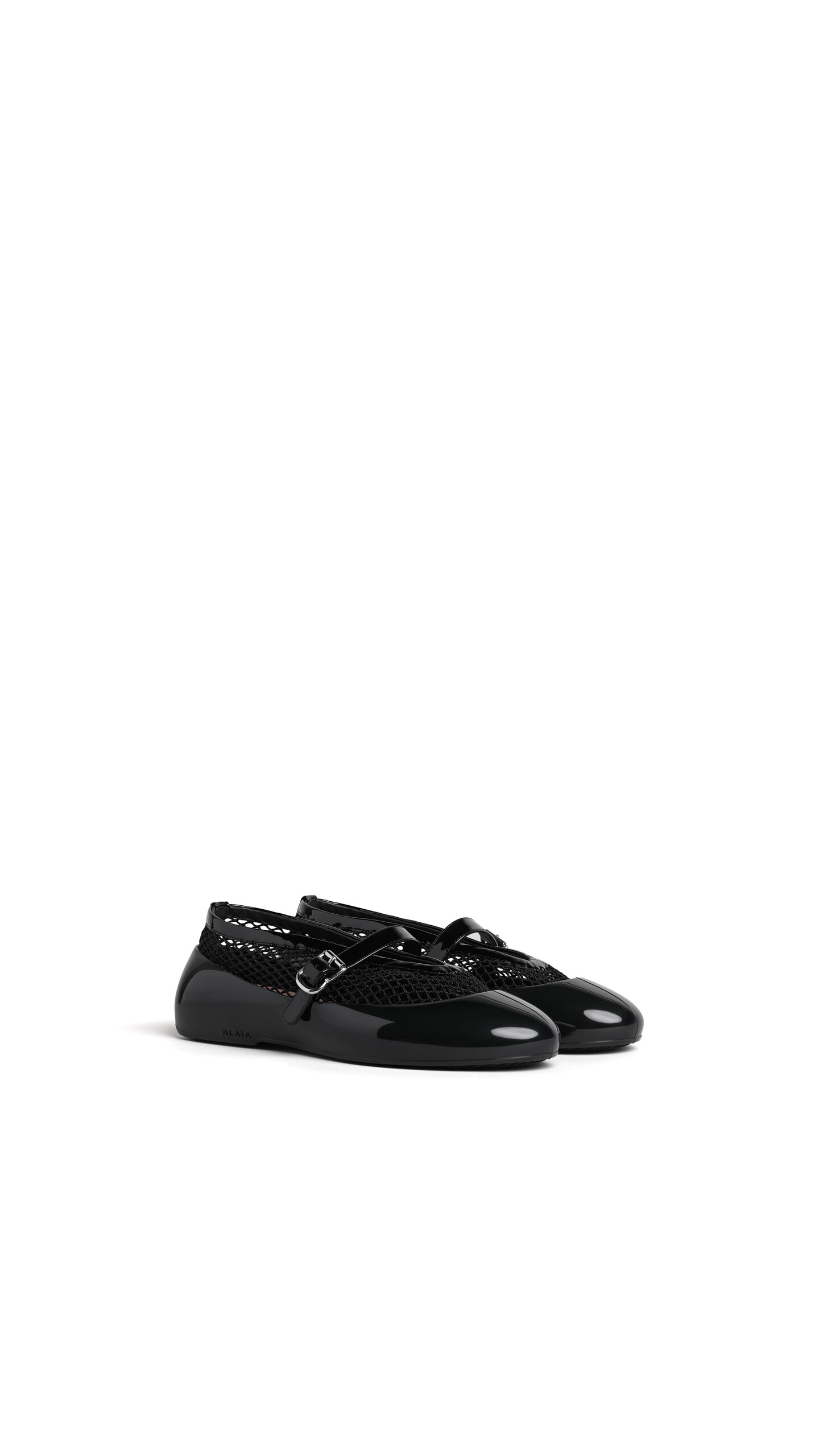 ALA&Iuml;A BALLET FLATS IN FISHNET & RUBBER OVERSHOES BLACK - View 2