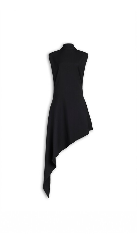 WOOL GABARDINE POINTED DRESS