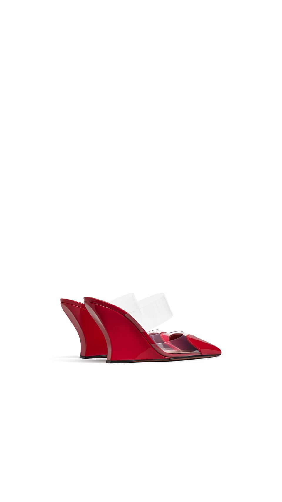ALA&Iuml;A LE C&OElig;UR WEDGE MULES IN PATENT LEATHER RED - View 3