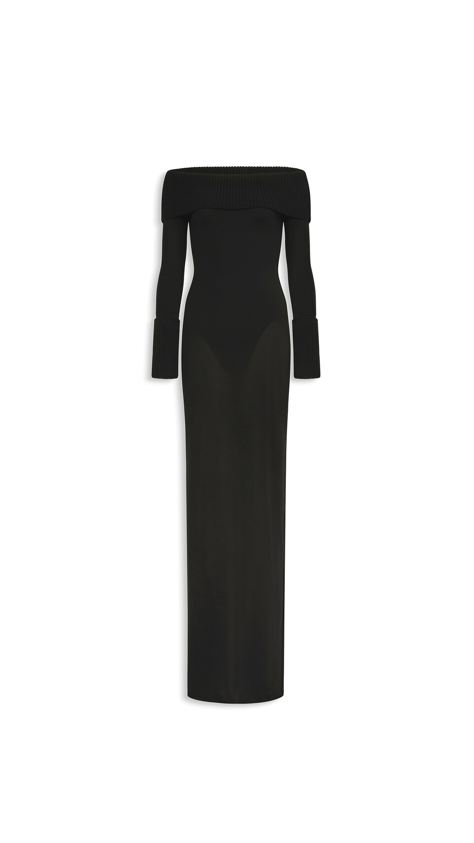 ALA&Iuml;A MERINO OFF-SHOULDER DRESS BLACK