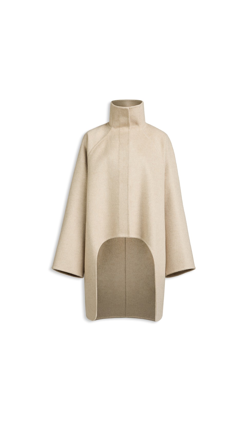ALA&Iuml;A ASYMMETRIC DOUBLE FACE CACHMERE COAT BEIGE