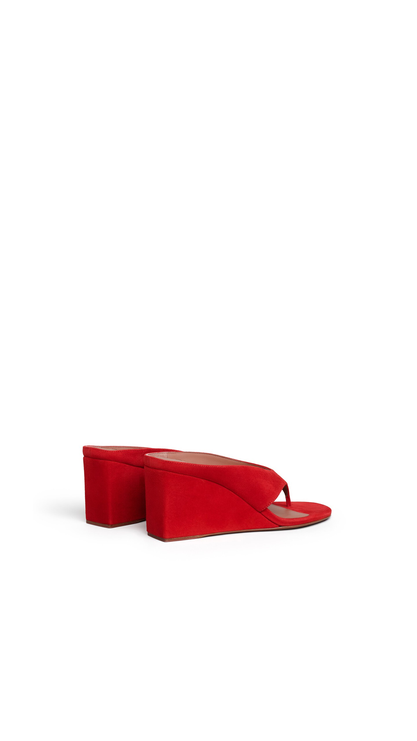 ALA&Iuml;A CUBE THONG MULES IN SUEDE BURNT ORANGE - View 3