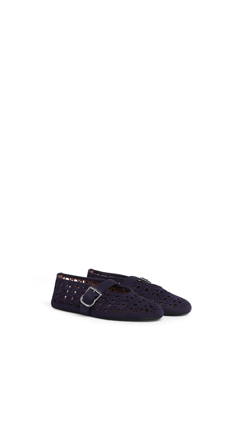 ALA&Iuml;A BALLET FLATS VIENNE IN SUEDE EGGPLANT - View 2