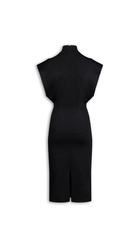 ALA&Iuml;A SILK KNIT CINCHED LONG DRESS BLACK - View 2