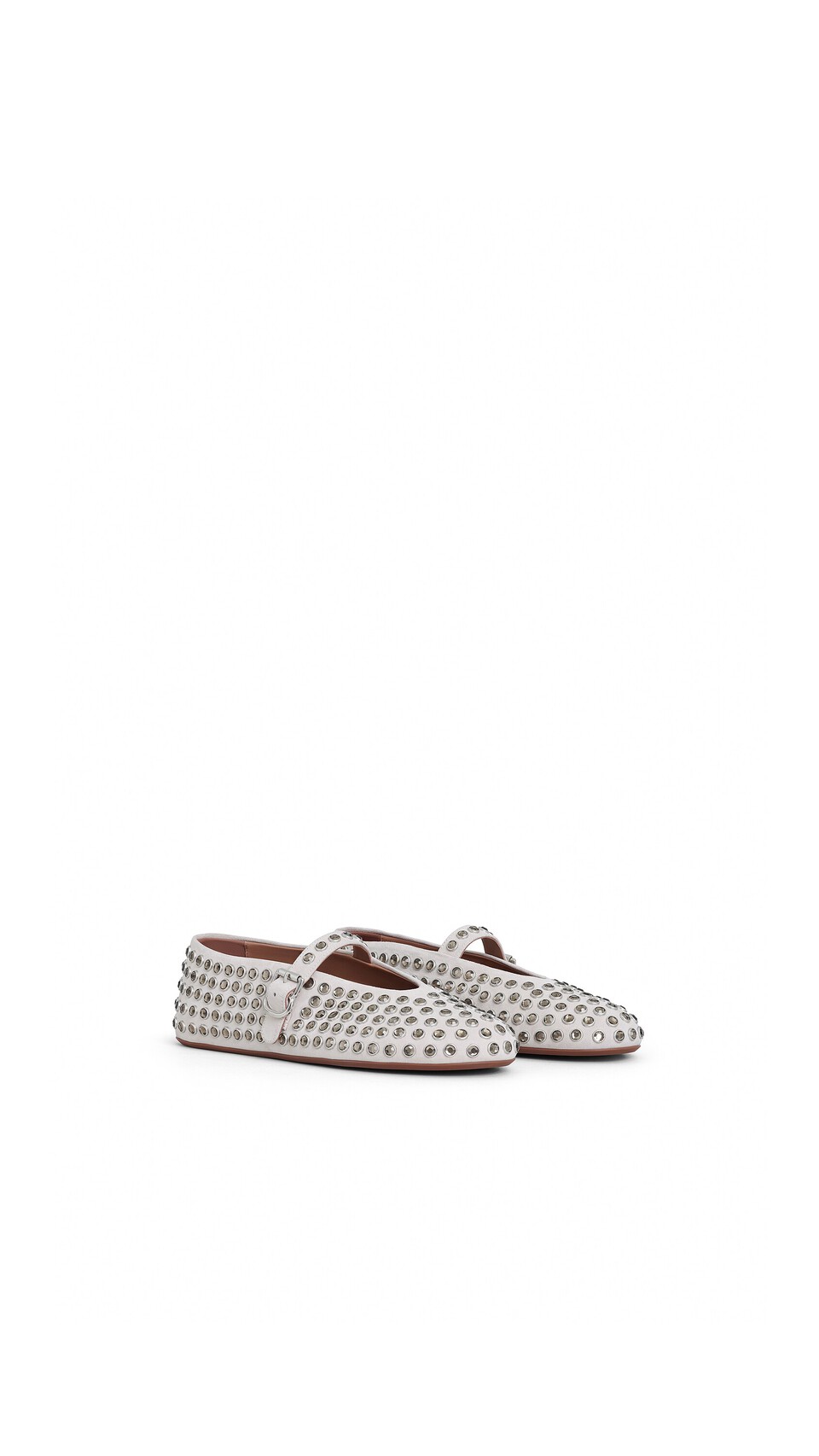 ALA&Iuml;A STRASS SUEDE BALLET FLATS WHITE - View 2