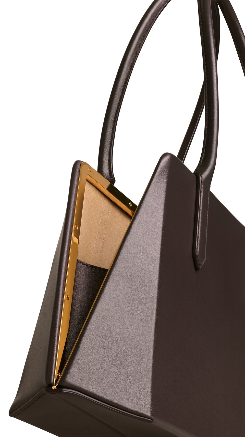 ALA&Iuml;A PRISME BAG IN CALFSKIN DARK BROWN - View 3