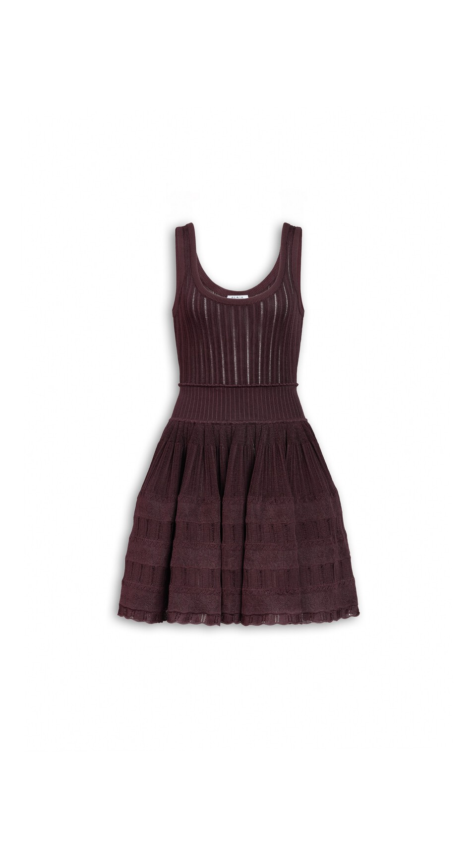 ALA&Iuml;A CRINOLINE KNIT DRESS BORDEAUX