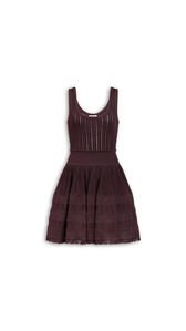 BORDEAUX - ALA&Iuml;A CRINOLINE KNIT DRESS