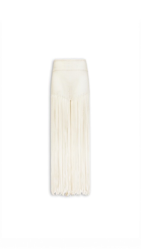 ALA&Iuml;A BEADED KNIT PANTS NATURAL WHITE