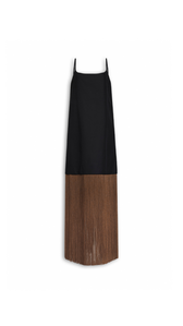 BLACK - ALA&Iuml;A FRINGED SLIP DRESS