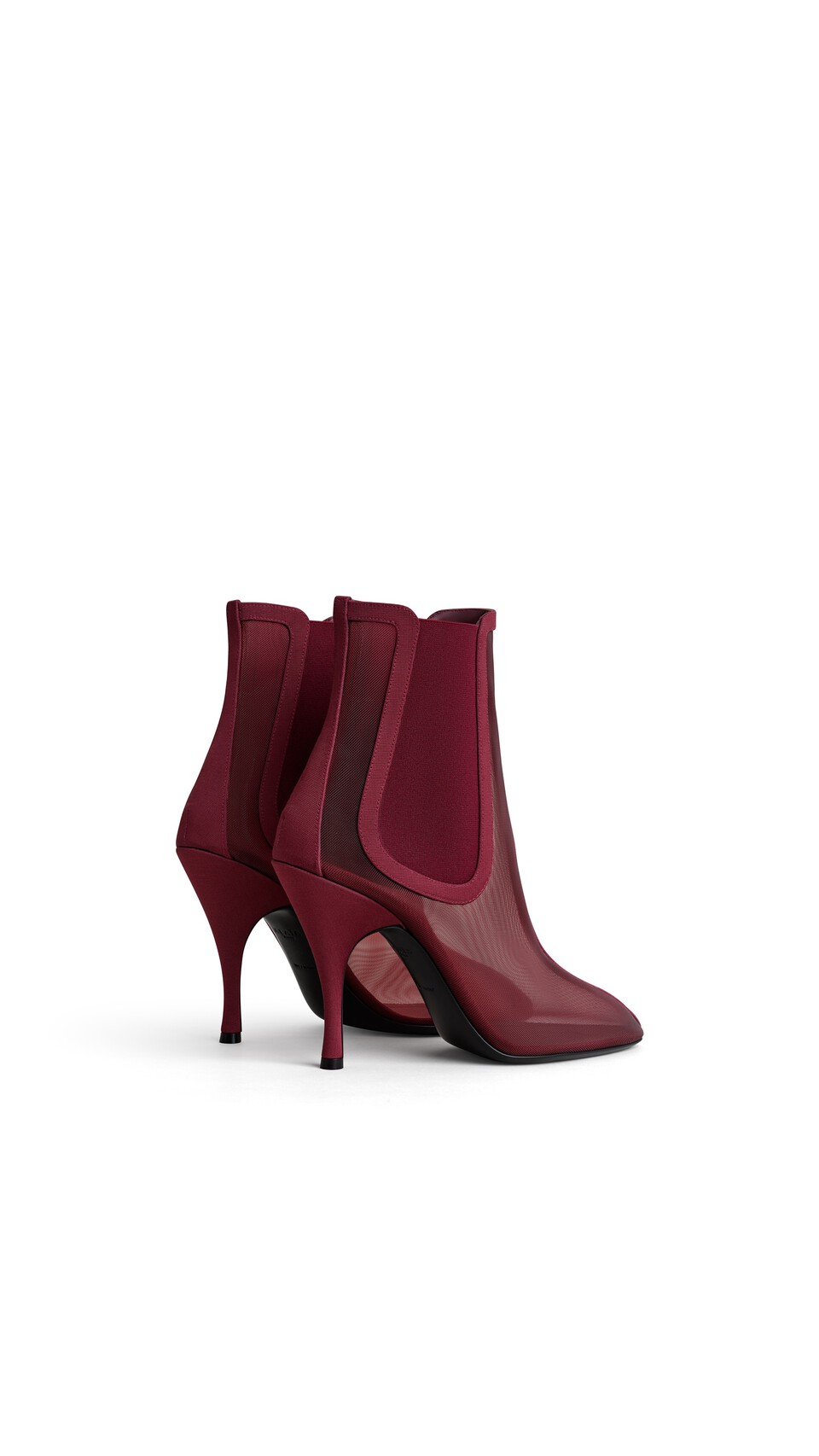 ALA&Iuml;A HEELED CHELSEA BOOTS IN MESH BORDEAUX - View 3