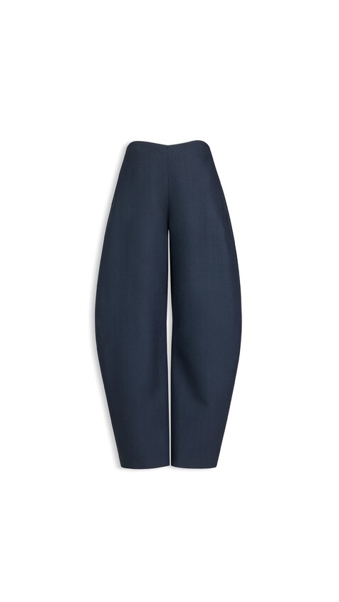 ALA&Iuml;A ROUND WOOL CREPE PANTS GREY