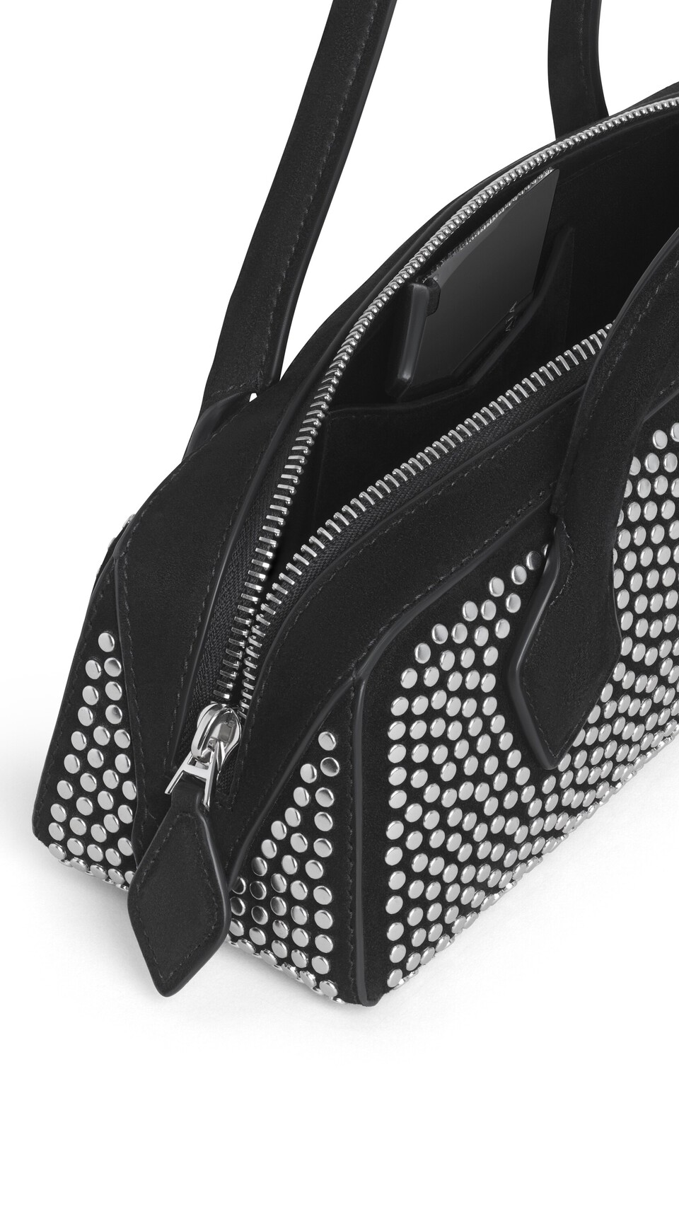 ALA&Iuml;A LE TECKEL SMALL BAG IN SUEDE & STUDS BLACK - View 3