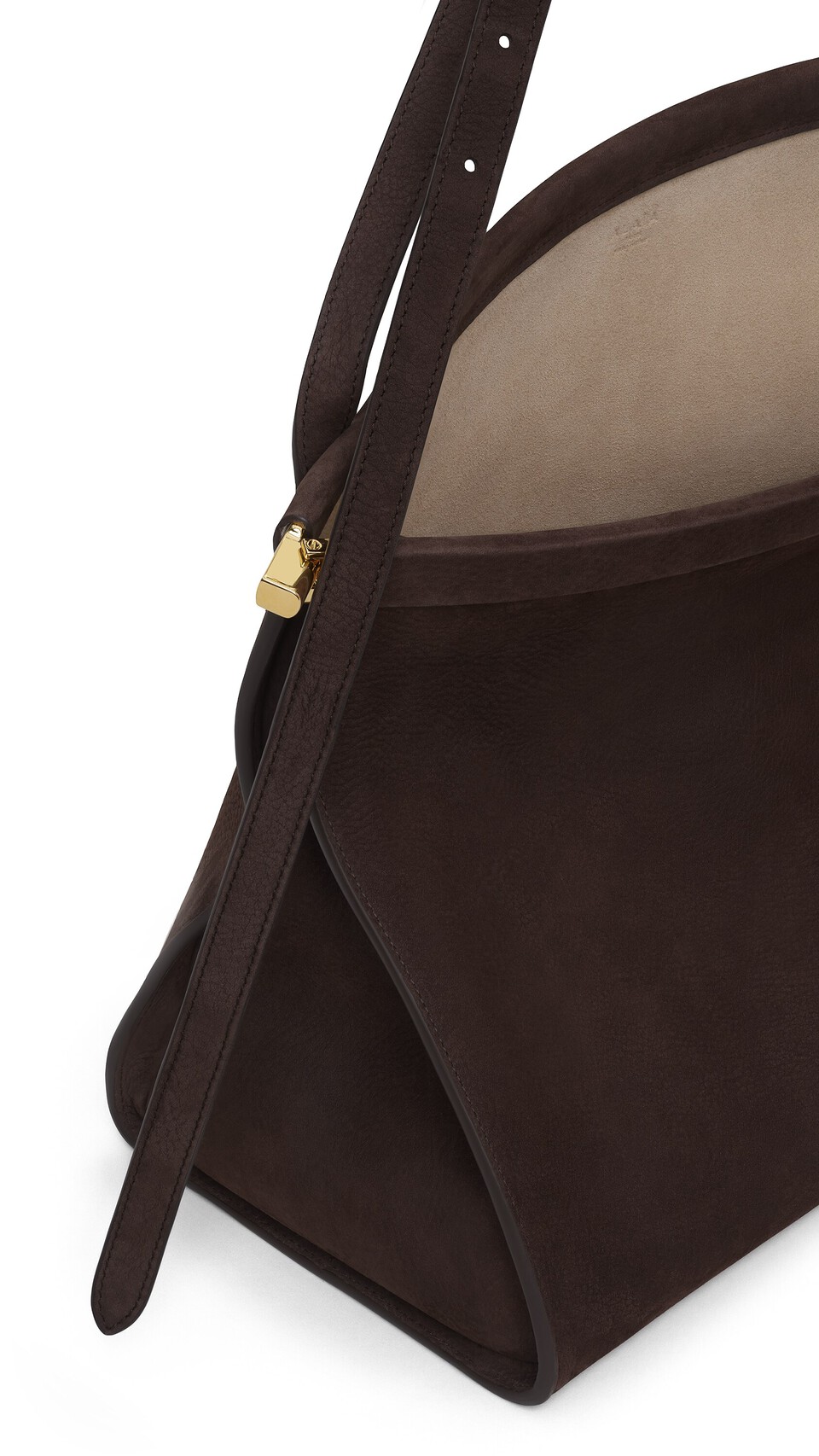 ALA&Iuml;A LE CLICK EAST WEST LARGE BAG IN NUBUCK DARK BROWN - View 3