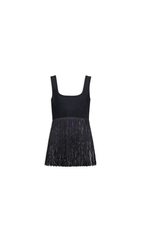ALA&Iuml;A FRINGED KNIT TOP BLACK