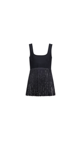 BLACK - ALA&Iuml;A FRINGED KNIT TOP