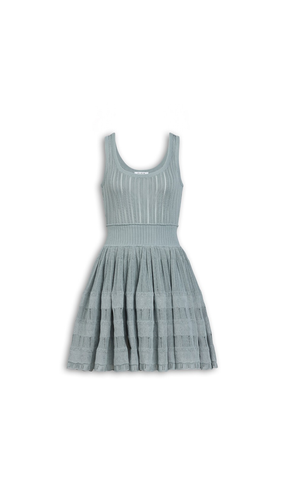 ALA&Iuml;A CRINOLINE KNIT DRESS GREEN GREY