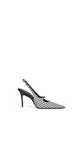 BLACK/WHITE - ALA&Iuml;A DROP SLINGBACKS IN VICHY PRINT