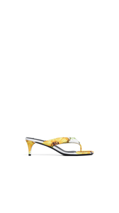 WHITE/YELLOW - ALA&Iuml;A HEEL THONG MULES IN FLOWER PRINT