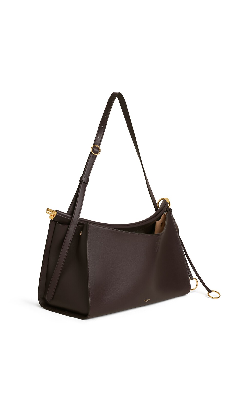 ALA&Iuml;A LE CLICK POCKET 35 BAG IN CALFSKIN DARK BROWN - View 2