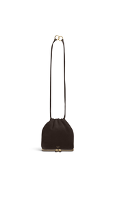 DARK BROWN - ALA&Iuml;A LE POCHON BAG IN SUEDE